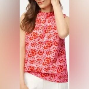 J. Crew Red and Pink Floral Blouse sleeveless size Large